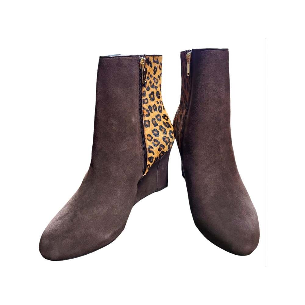 Rockport Seven to 7 suede heeled boots brown and leopard size 9 NEW